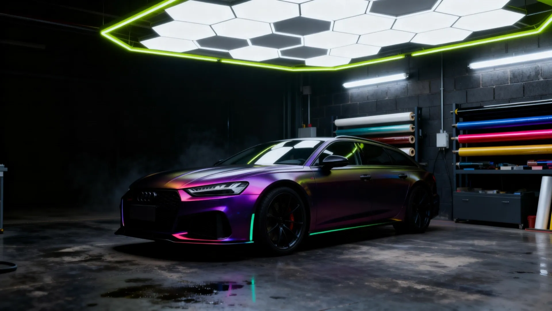Colour-shift chameleon wrap on a fast estate